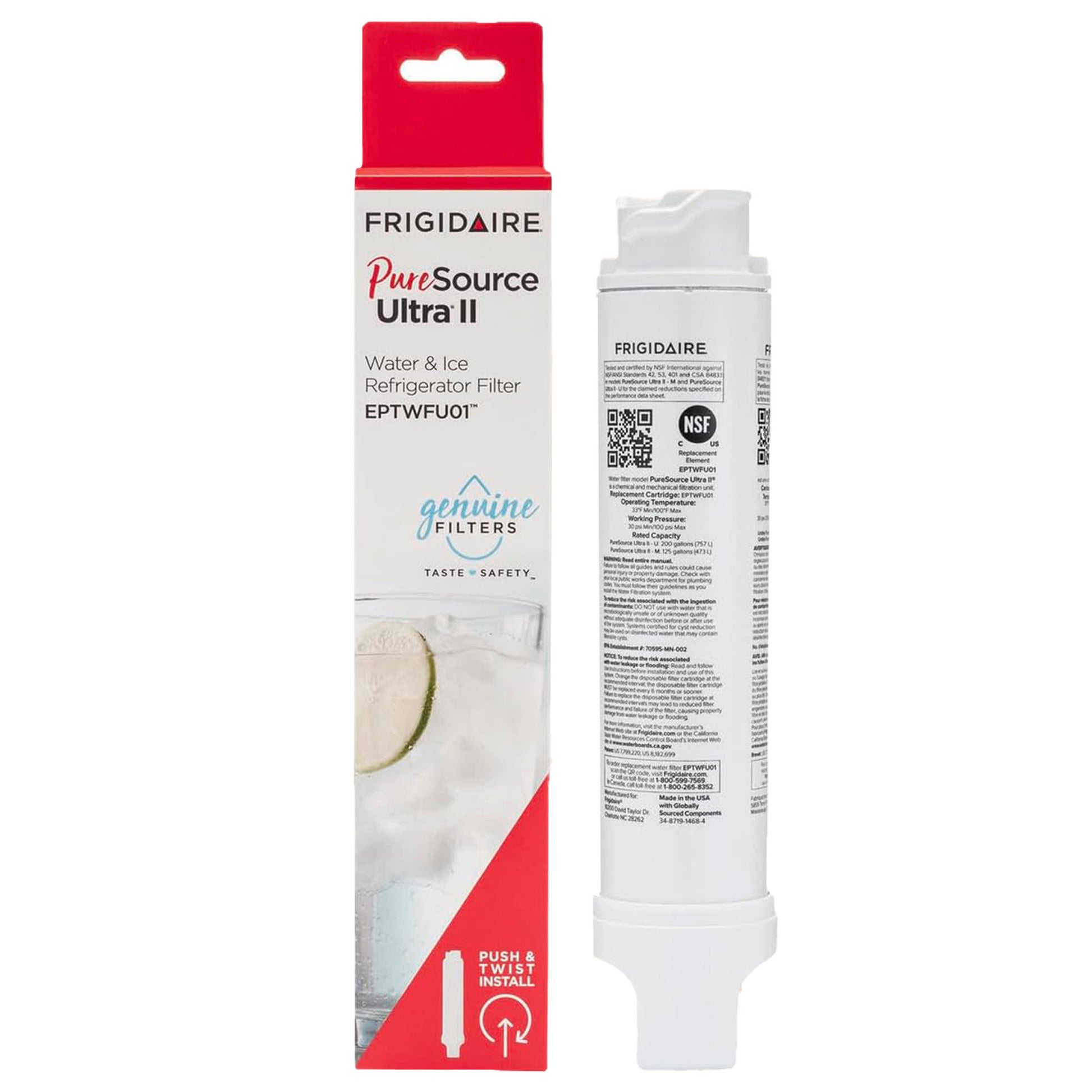 3-Pack Frigidaire EPTWFU01 Water Filter – PureSource Ultra II Refrigerator Water Filter Replacement Fridge Filter